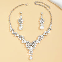 Women Trendy Necklace+Earrings Clear Crystal Wedding Party Bride Necklace 279