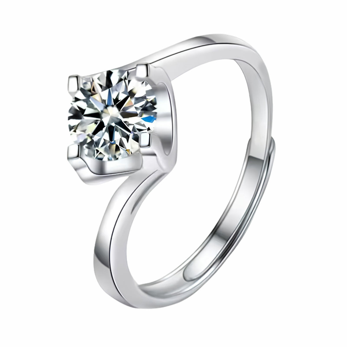 Adjustable Ring Classic Solitaire Minimalist Statement Ring Luxury Shine 1661