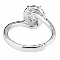 Luxury Round Brilliant Cut Zirconia Halo Ring Adjustable Engagement Wedding 1647