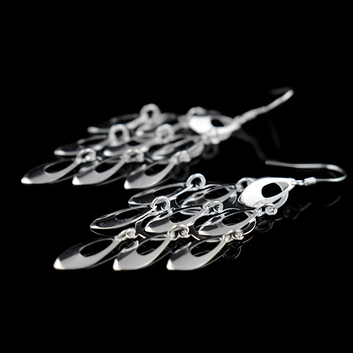 925 Sterling Silver Teardrop Chandelier Earrings Eye-Catching Dangle Earring 317