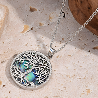 Women's Abalone Shell Tree of Life Necklace, Aurora Iridescent Pendant B129