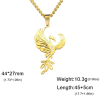 Gold Plated Phoenix Necklace for Women – Zinc Alloy Animal Pendant 44×27mm 1192