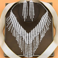 1 Pair Dangle Earrings 1 Pc Necklace Zinc Alloy Jewelry Set Rhinestones 87 UK
