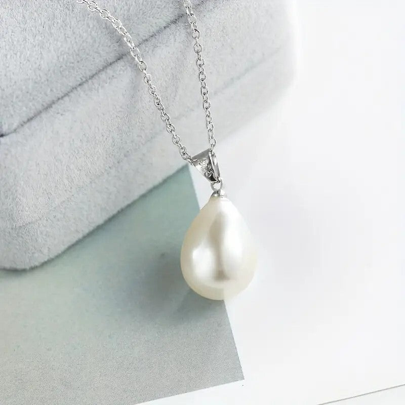 925 Silver Plated 1 pair of Earrings + 1 Necklace Silver Plated Waterdrop 62 UK