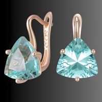 Green Natural Zircon Drop Earrings for Women, Copper Alloy 585 Rose Gold 1284