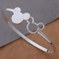Mouse Silhouette Open Cuff Bangle for Women Premium Double Motif Adjustable 1806