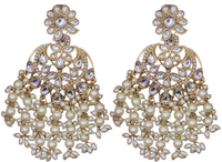 Elegant Bollywood Inspired Gold Kundan Earrings - Traditional Indian Jewelry 187