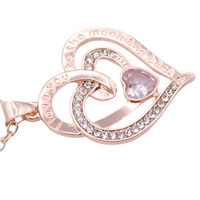 18K Gold Plated Zinc Alloy with Channel-Set Crystal Rhinestones Heart Stone B307