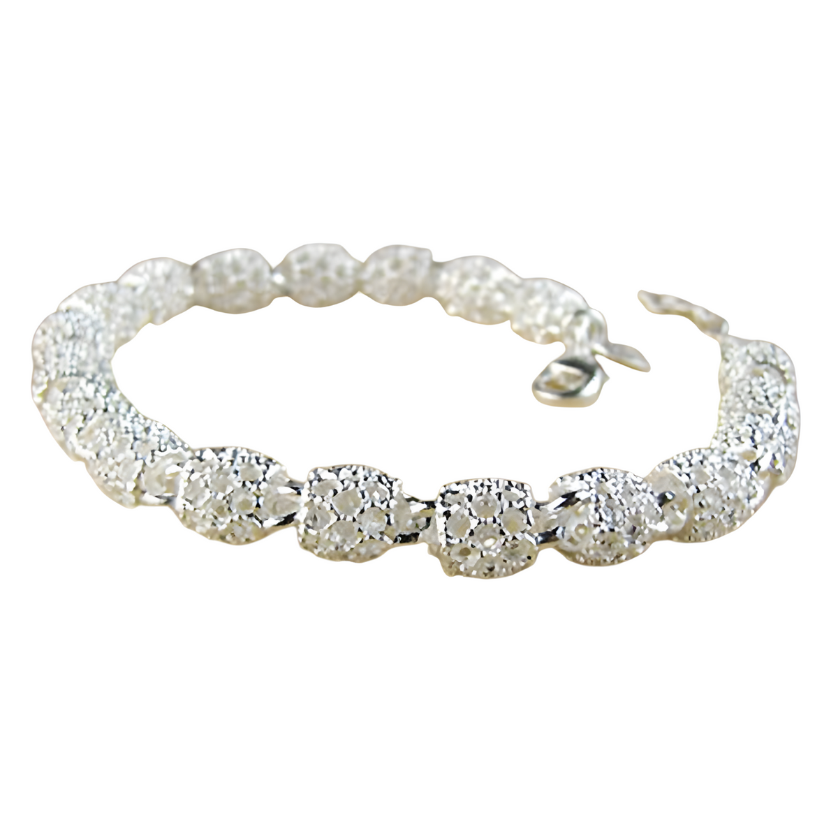 Sparkling Round Bead Bracelet For Women Silver Colour Adjustable Lobster 1763