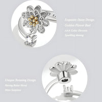 925 Sterling Silver Flower Spinner Ring - Adjustable Anxiety Ring Rotatable 394