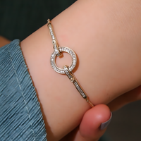 Unified Jewellery Gold-Plated Circle Link Bracelet Women – Sparkling Crystal 907