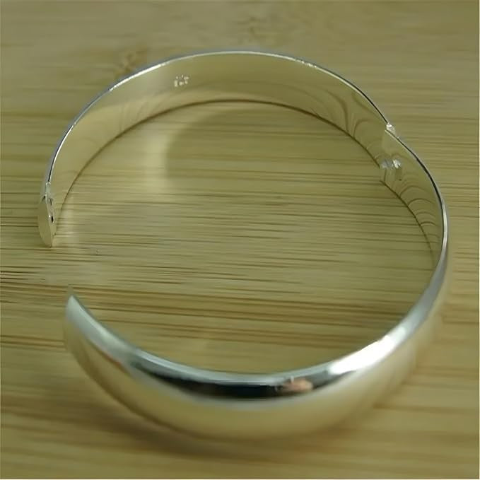 Adjustable 925 Sterling Silver Open Cuff Bangle Bracelet - Trendy Style 399
