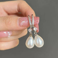 Unified Jewellery® - Women's 925 Silver Plated Faux Pearl & Zircon Dangle 10 UK