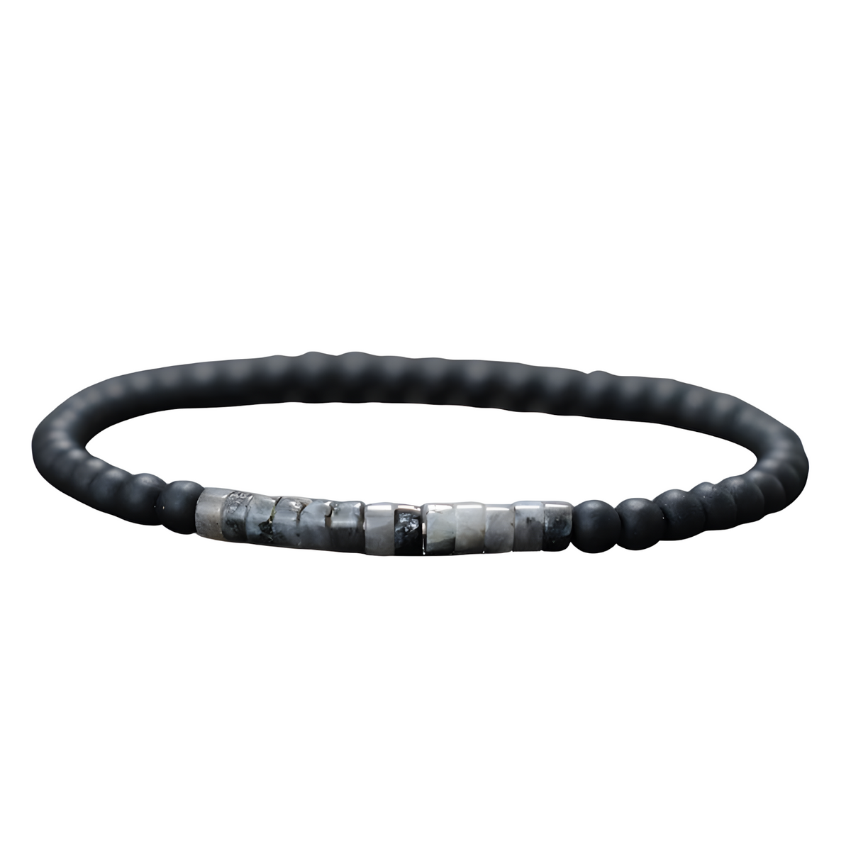 Emperor Onyx and Tiger's Eye Stone Bracelet, Minimalist 4mm Beaded Strand B125