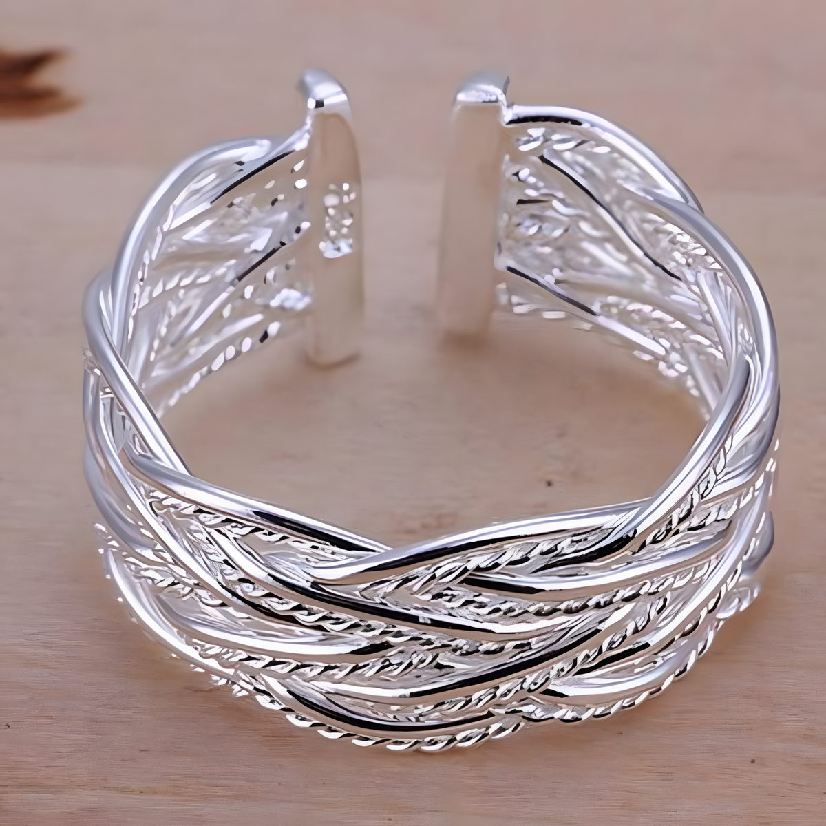 Adjustable Multi Strand Statement Ring for Women - Premium Wide Woven Twist 1812