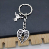 Guardian Angel Wings Keychain Y2K Heart Shaped Alloy Key Ring Purse Bag 41 UK