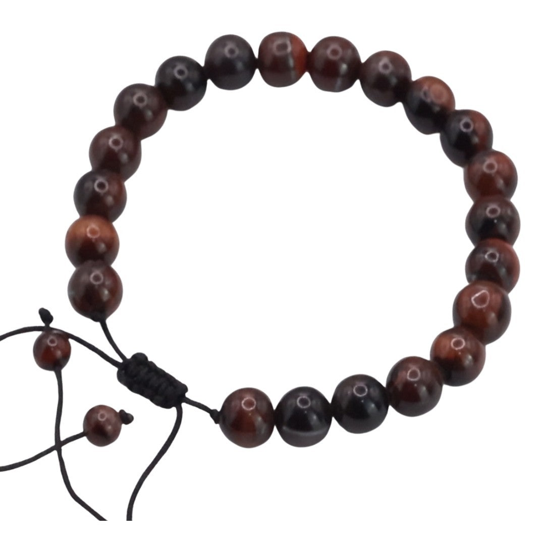 Adjustable Macrame Bracelet for Men Women,Featuring Natural 8mm Tiger's Eye B122