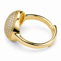 Luxury Oval Statement Ring For Women, Adjustable Gold Tone Cocktail Ring 1502