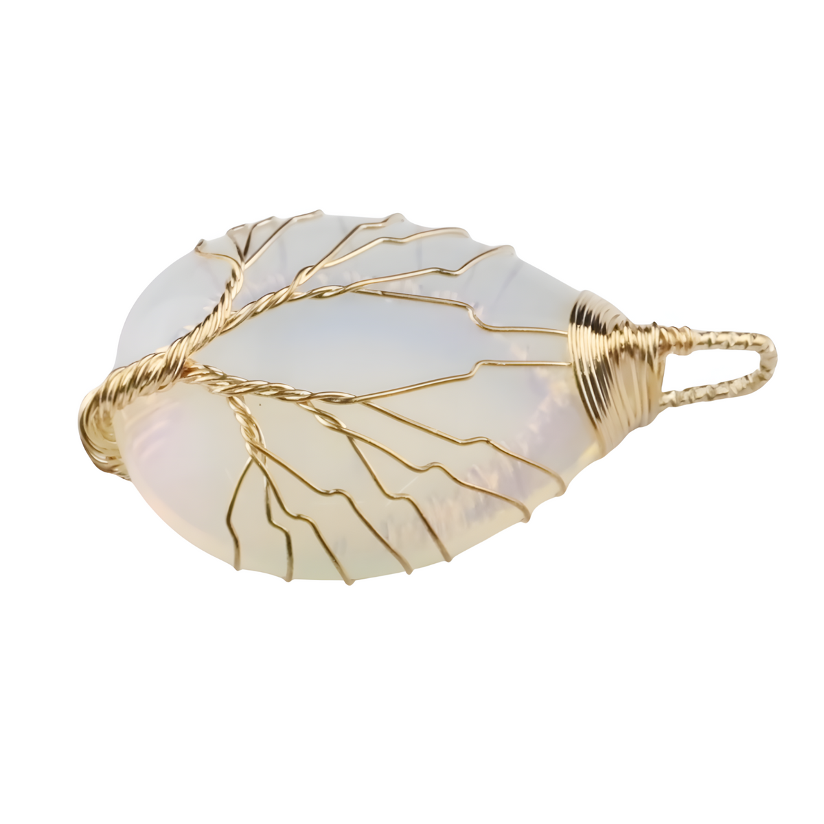 Gold Opal Tree Of Life Pendant Necklace For Women Opalescent Oval Gemstone 1339