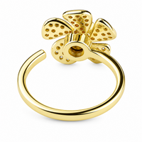 Rotatable Flower Spinner Ring Adjustable Open Band Floral Fidget Ring Gold 1587
