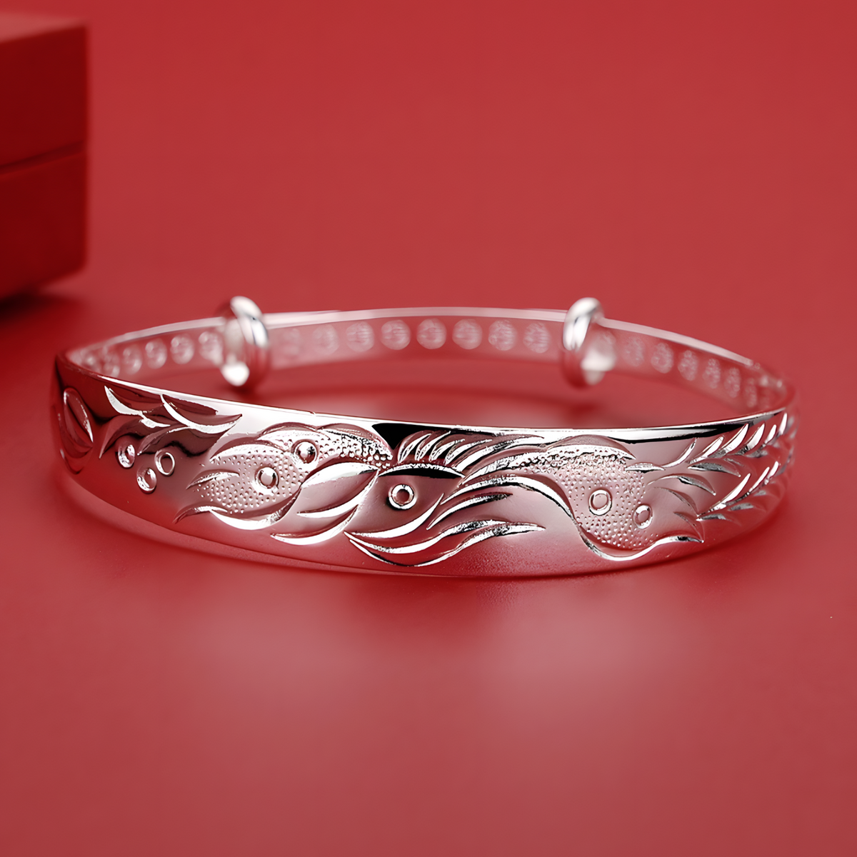 Unified Jewellery Phoenix Bangle Adjustable Open Cuff Silver Tone Statement 1897