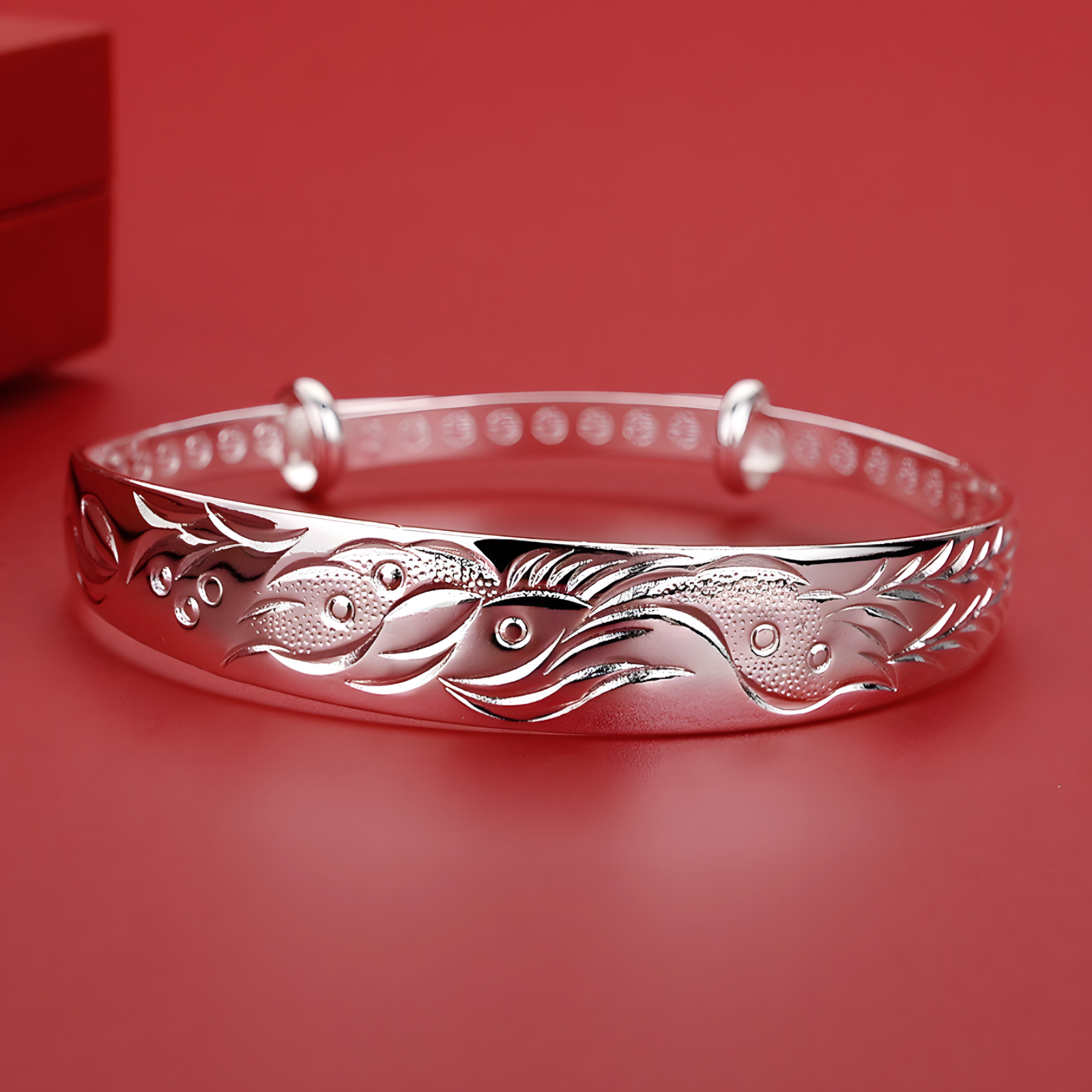 Unified Jewellery Phoenix Bangle Adjustable Open Cuff Silver Tone Statement 1897