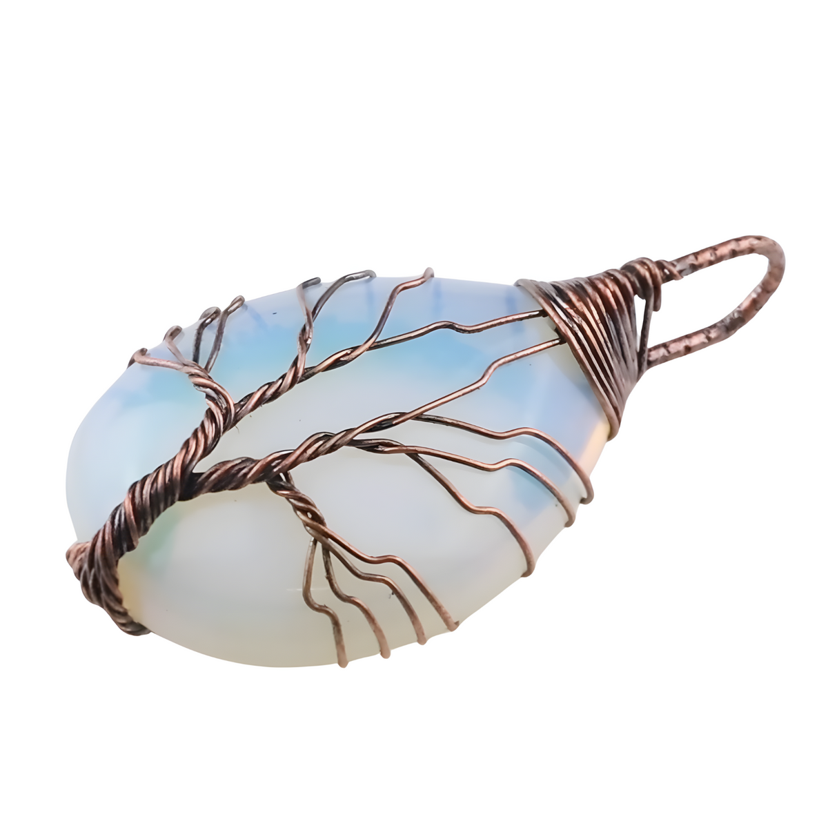 Opal Tree Of Life Pendant Necklace For Women Oval Opalescent Gemstone State 1345