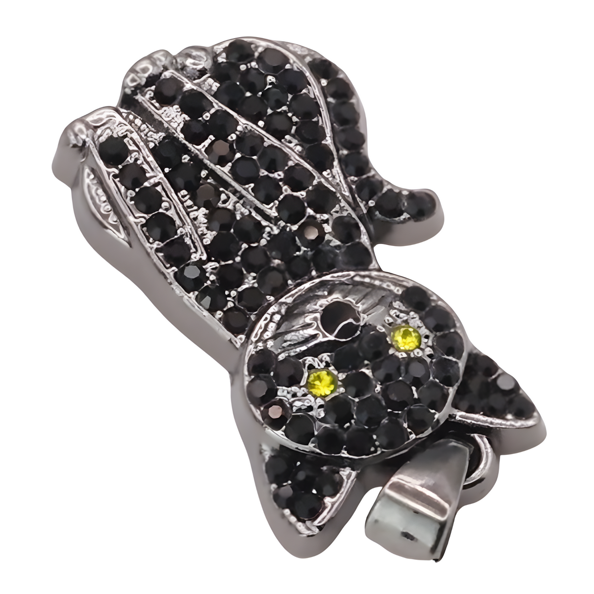 Black Crystal Cat Pendant Necklace, Multi-Tone Gold Plated Charm Pendant B249