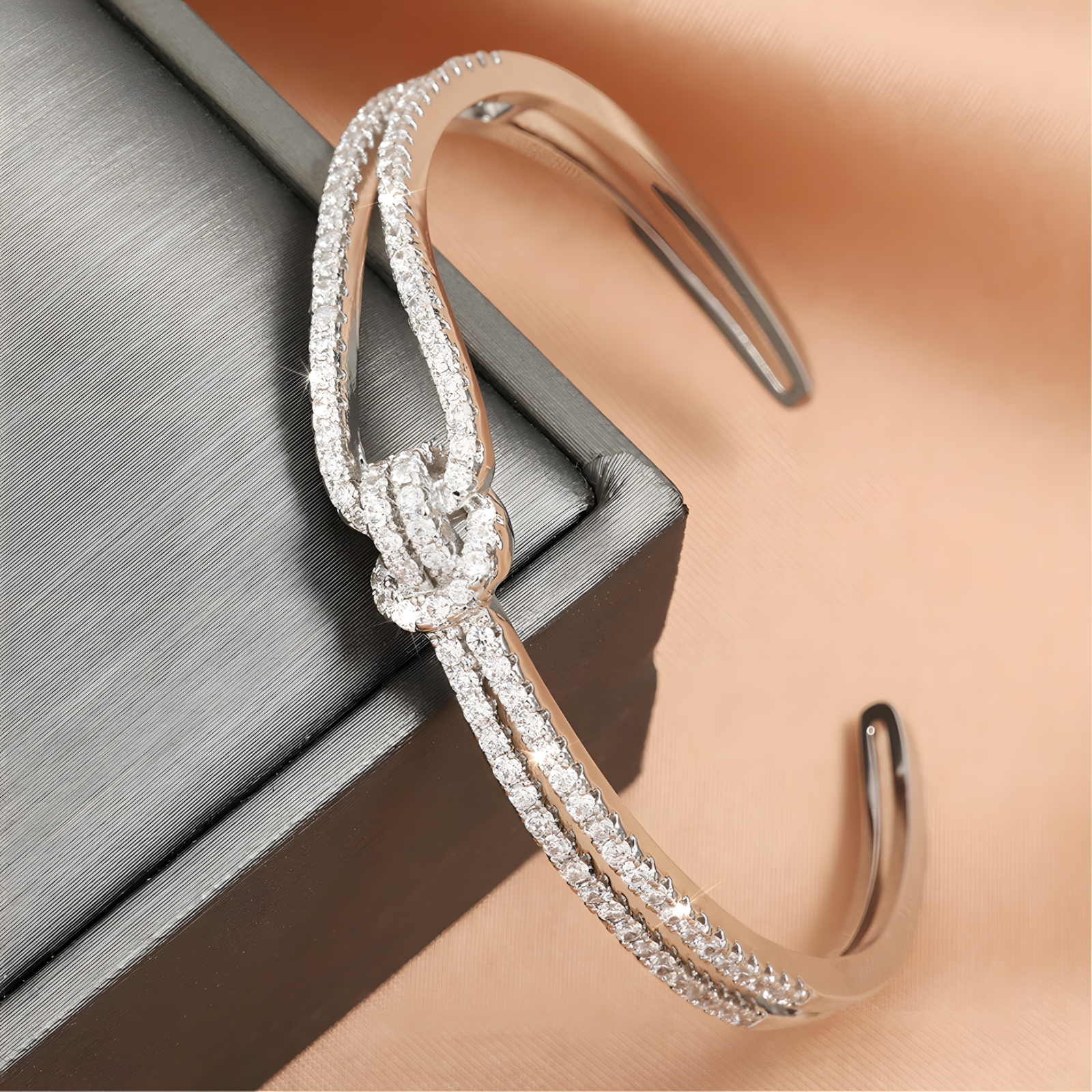 Unified Jewellery Crystal Knot Cuff Bracelet Silver Open Bangle Statement 1895