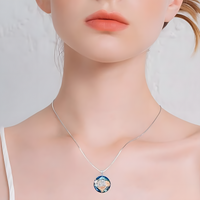 Mermaid Necklace Women Sterling Silver Plated Mother Daughter Blue Ocean B145