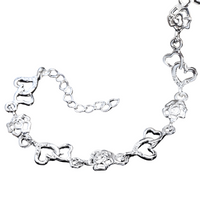 Unified Jewellery Rose Heart Bracelet 20cm Adjustable Clear Crystal Women's 1898