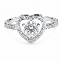 Adjustable Pear Shaped Halo Ring, Sparkling Zircon Proposal Ring, Silver 1623