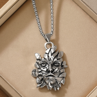 Leaf Face Pendant Necklace, 58 cm Vintage Gothic Forest Guardian Statement 1886