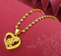 Unified Jewellery 24K Gold Plated Copper Flower HeartShaped Pendant Necklace 129