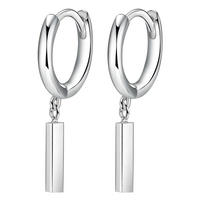 925 Silver-Plated Bar Drop Hoop Earring for Women Minimalist Dangle Earrings 917