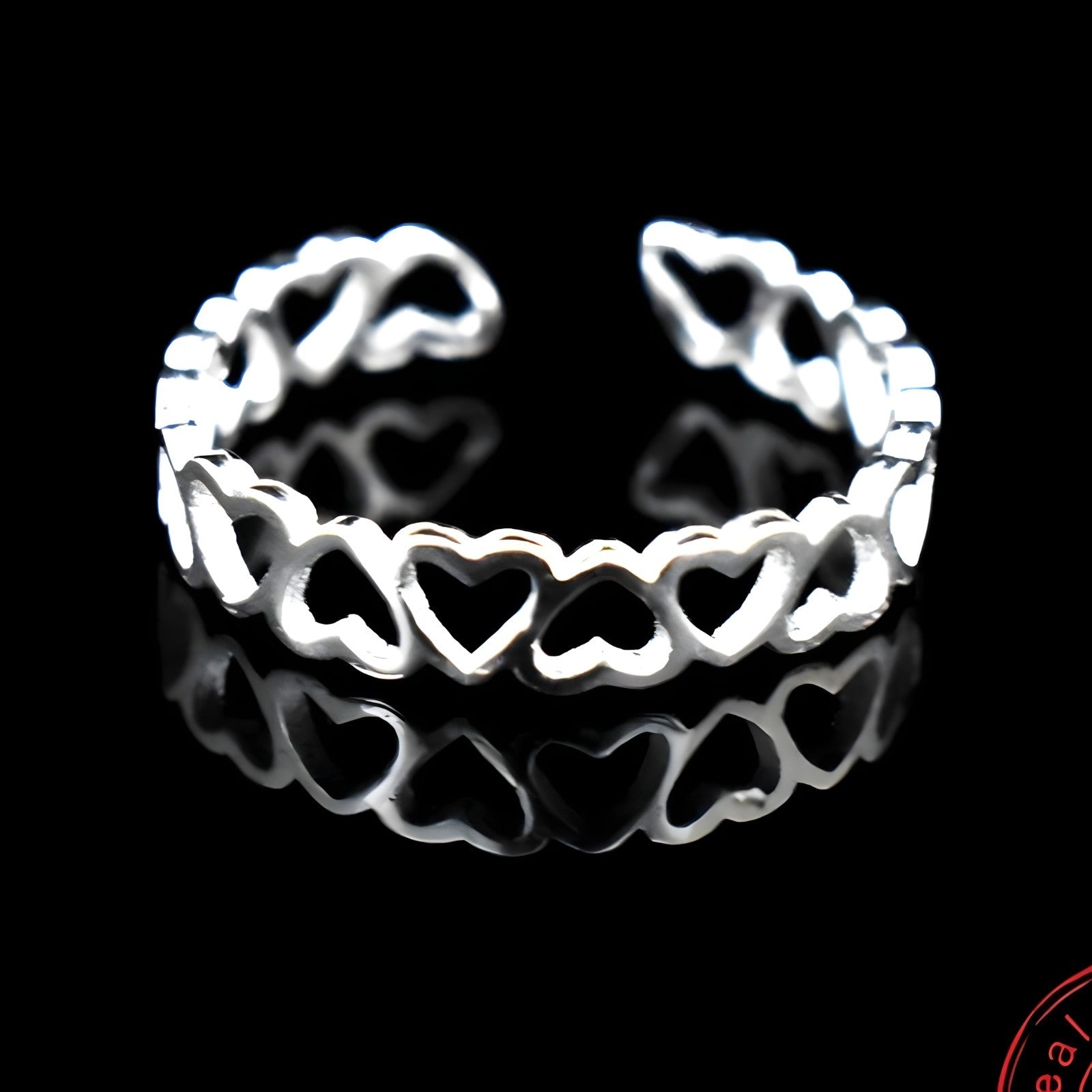 Unified Jewellery Sterling Silver Heart Ring(Adjustable)Open Heart Band Ring 389