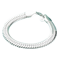 925 Sterling Silver Chain Bracelet for Women - Polished Flat Link Statement 1814