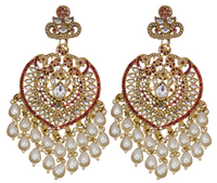 Elegant Bollywood Inspired Gold Kundan Earrings - Traditional Indian Jewelry 220