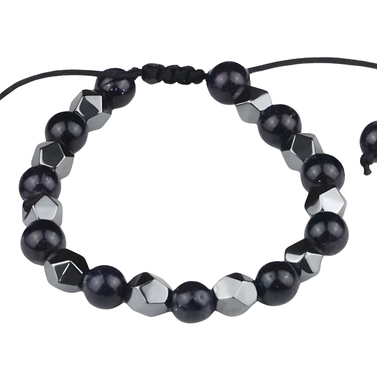 8mm Blue Sandstone Beaded Bracelet Adjustable Macrame Bracelet Unisex Spark 1355