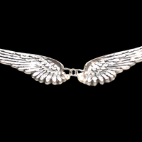 Statement Silver Tone Angel Wings Choker Necklace - Detailed Feather Design B44