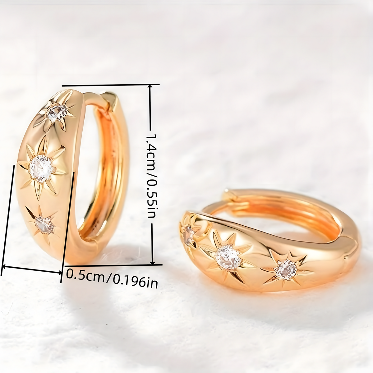 Sun and Star Huggie Hoop Earrings for Women |Celestial Round Zircon Embedded 636