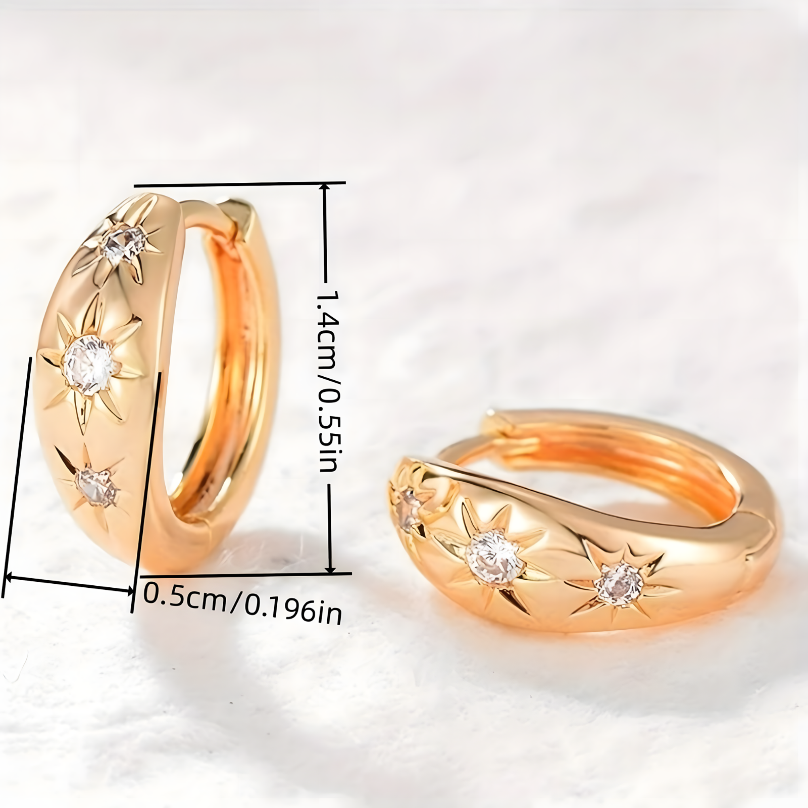 Sun and Star Huggie Hoop Earrings for Women |Celestial Round Zircon Embedded 636