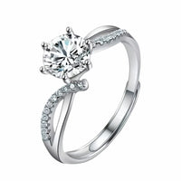 Women's Adjustable Split Shank Zircon Engagement Ring, Round Brilliant Cut 1638