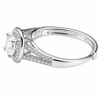Luxury Round Brilliant Cut Zirconia Halo Ring Adjustable Split Band 1648