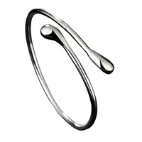 925 Silver-Plated Alloy Open Cuff Bangle Women – Water-Drop Ends, Adjustable 861