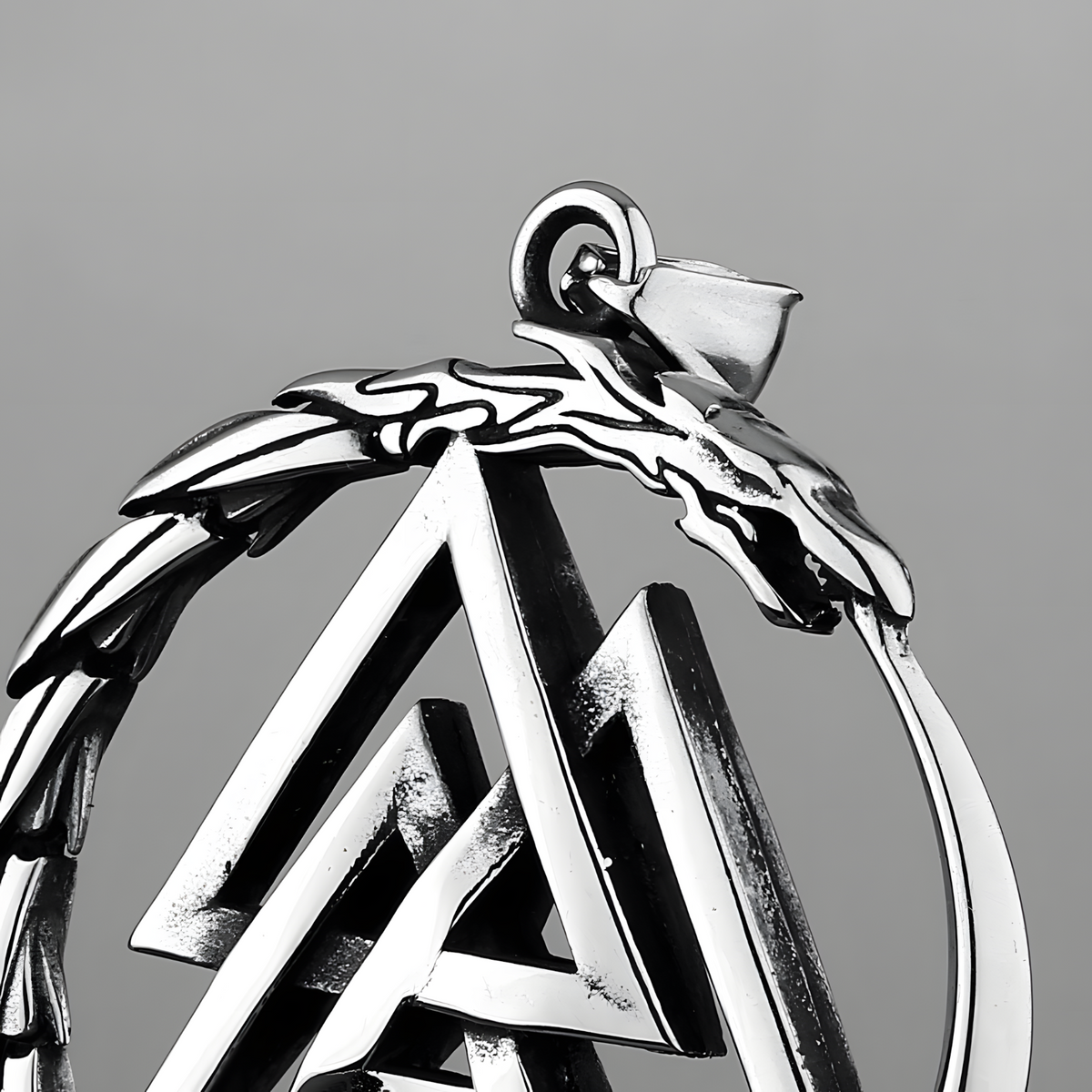 Valknut Ouroboros Pendant Necklace - Norse Viking Symbol - Silver Plated 1120