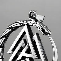 Valknut Ouroboros Pendant Necklace - Norse Viking Symbol - Silver Plated 1120