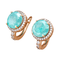 Unified Jewellery Luxury Emerald Copper Round Cut Zircon Drop Earrings Women 560