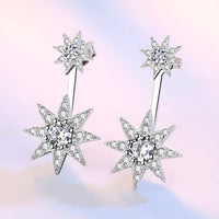 Sparkling Star Drop Earrings for Women - 925 Sterling Silver Elegant Dangle 332