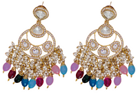Elegant Bollywood Inspired Gold Kundan Earrings - Traditional Indian Jewelry 177